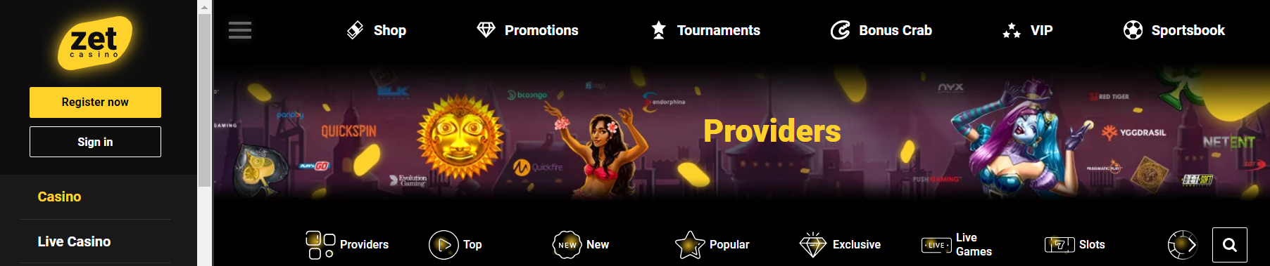 Zet casino banner