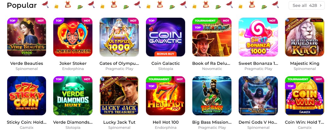 verde casino games